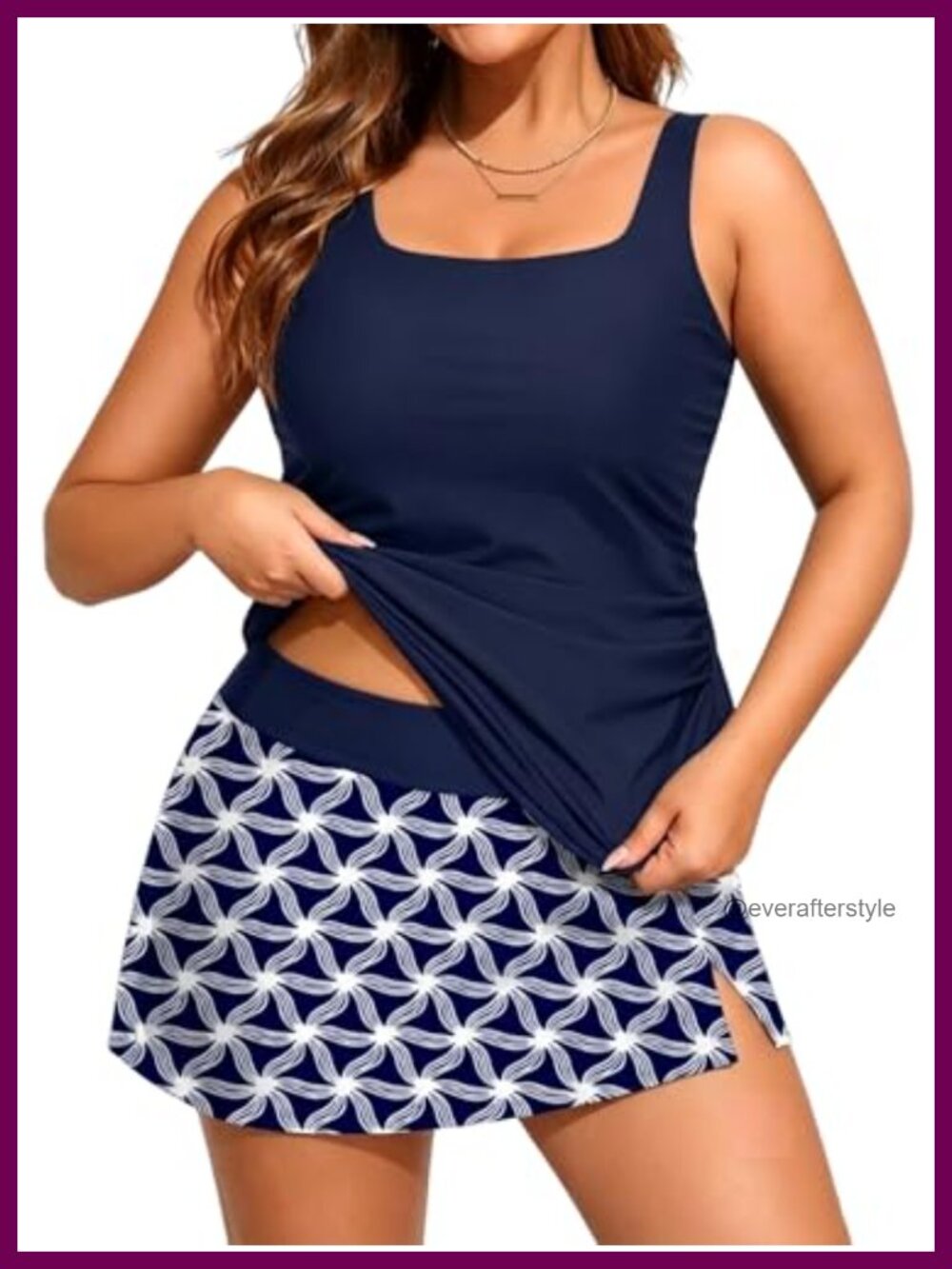 Plus Size Tankini Swimsuit with Skirt Tummy Control Two Piece